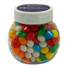 PLASTIC JAR FILLED WITH CHEWY FRUITS (SKITTLE LOOK ALIKE) 170G